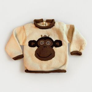 Perykids Boutique Hand Knit Cotton Cheeky Monkey 3D Sweater Adorable!